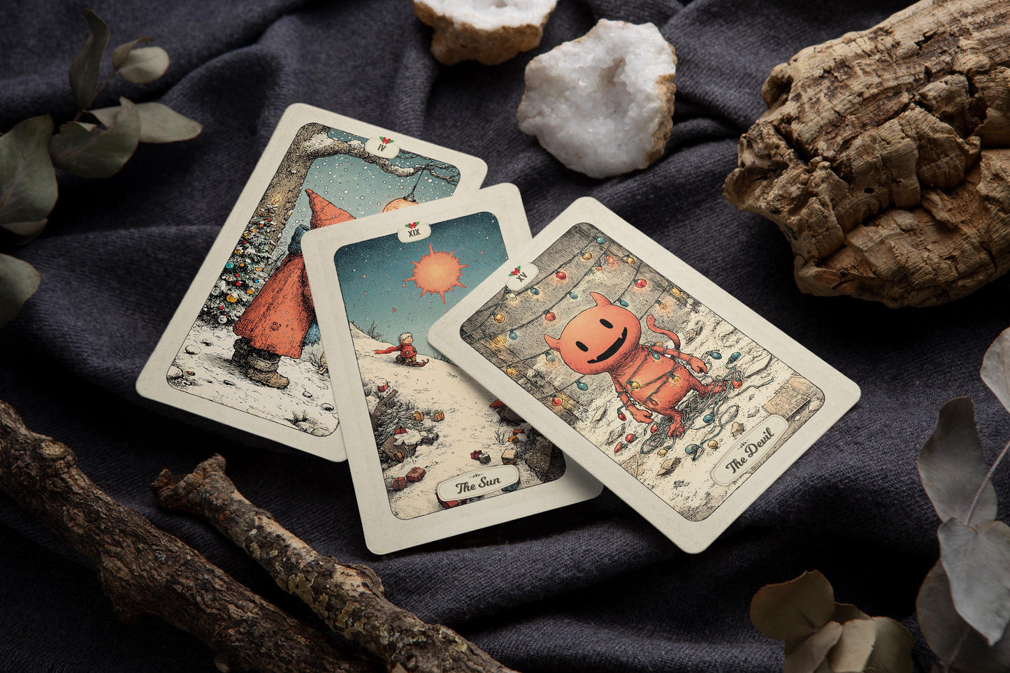 Christmas Tarot – 78 Kartlık Deste – Küçük Prens Esintili – Çizgi Film Tarzı – Eğlenceli Kış Kehaneti – Rider Waite Uyumlu