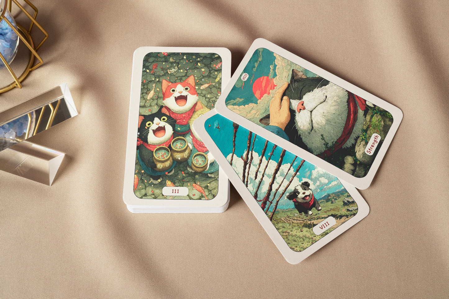 Paw Tarot Destesi – Sevimli Hayvan Temalı 78 Kartlık Tam Tarot Destesi – Ghibli İlhamlı Evcil Hayvan Kehanet Kartları – Rider–Waite Uyumlu