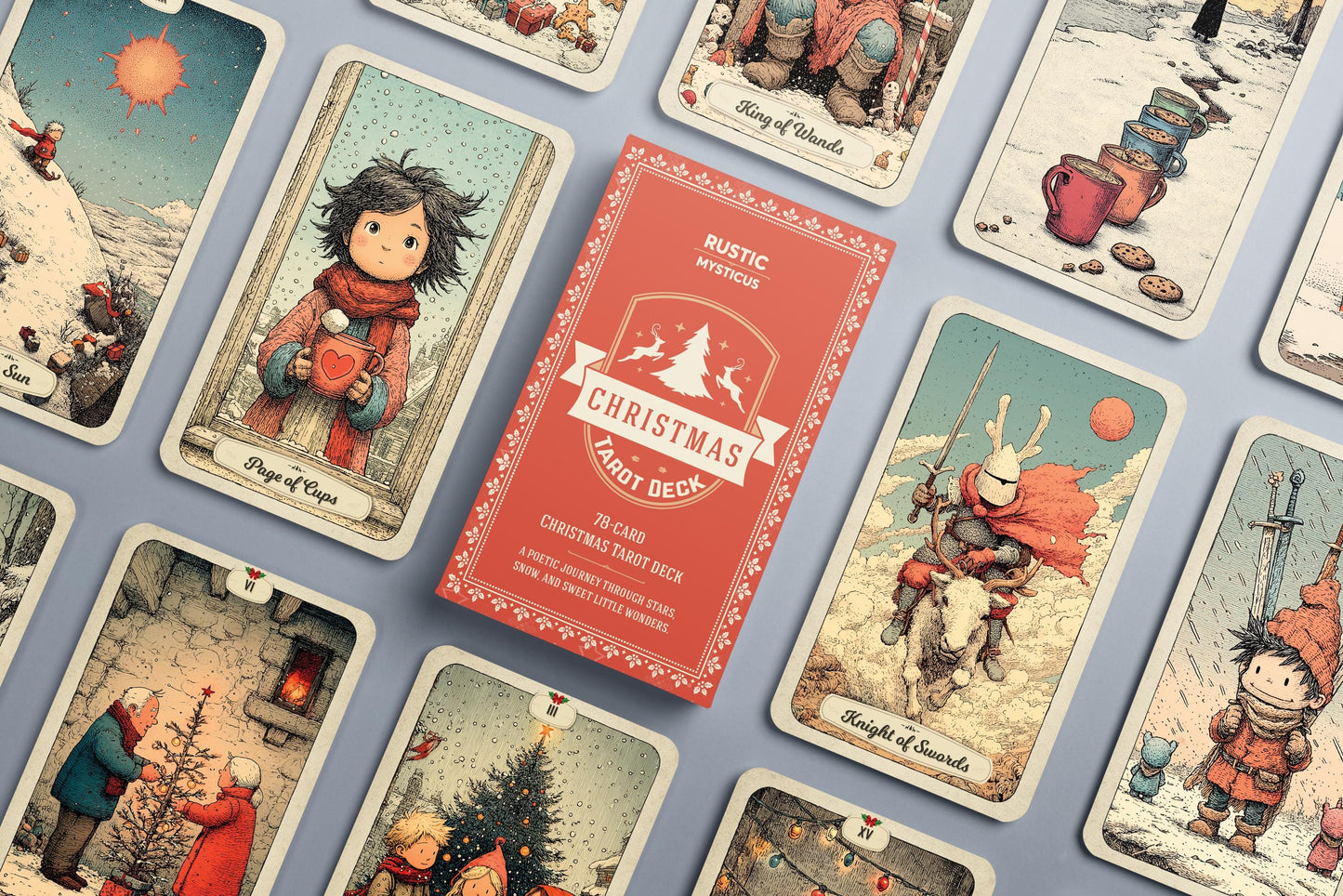 Christmas Tarot – 78 Kartlık Deste – Küçük Prens Esintili – Çizgi Film Tarzı – Eğlenceli Kış Kehaneti – Rider Waite Uyumlu