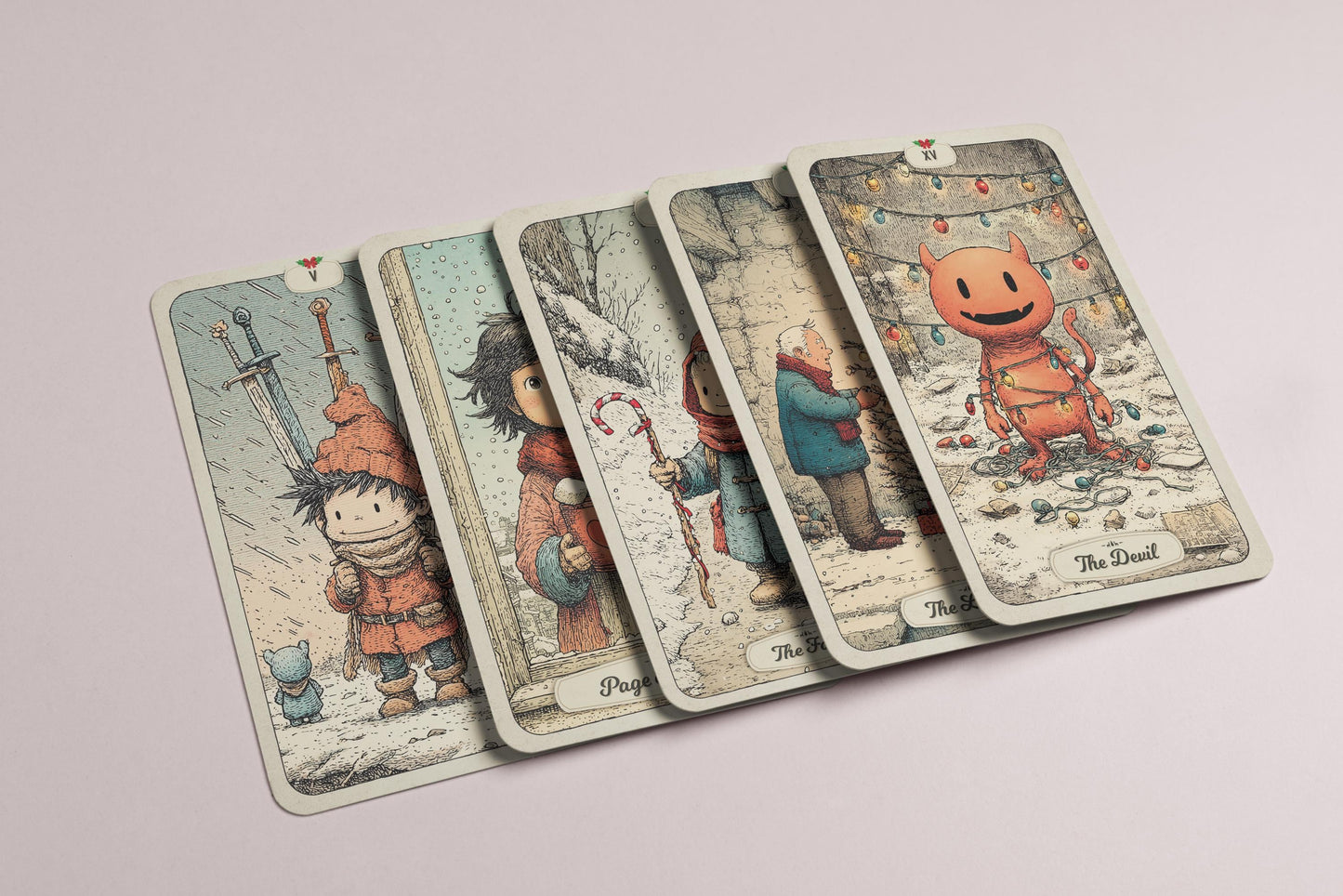 Christmas Tarot – 78 Kartlık Deste – Küçük Prens Esintili – Çizgi Film Tarzı – Eğlenceli Kış Kehaneti – Rider Waite Uyumlu