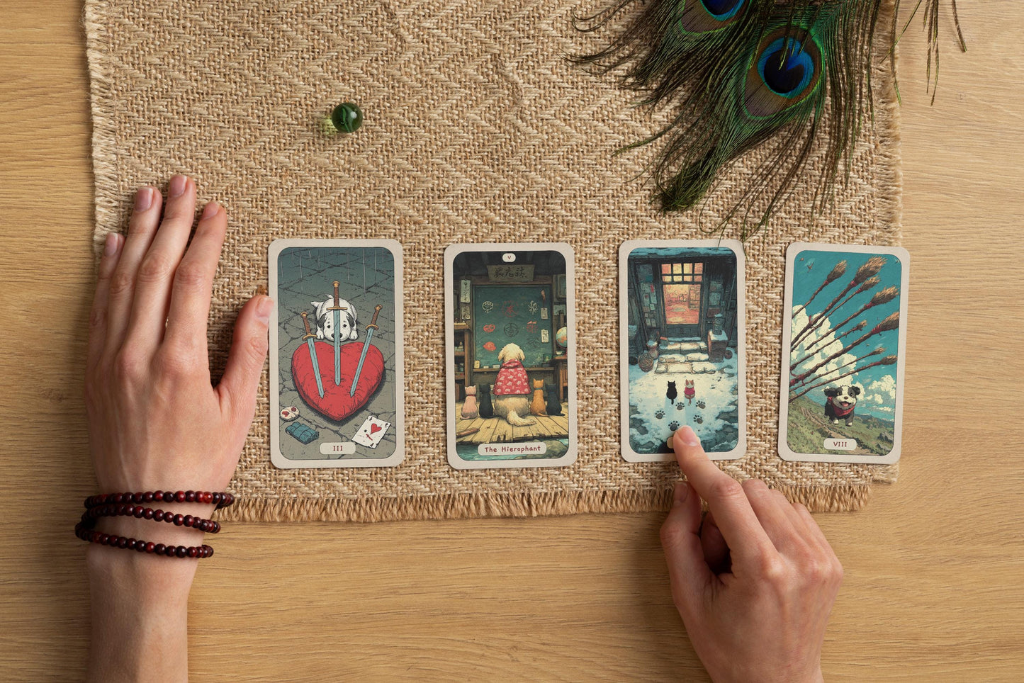 Paw Tarot Destesi – Sevimli Hayvan Temalı 78 Kartlık Tam Tarot Destesi – Ghibli İlhamlı Evcil Hayvan Kehanet Kartları – Rider–Waite Uyumlu