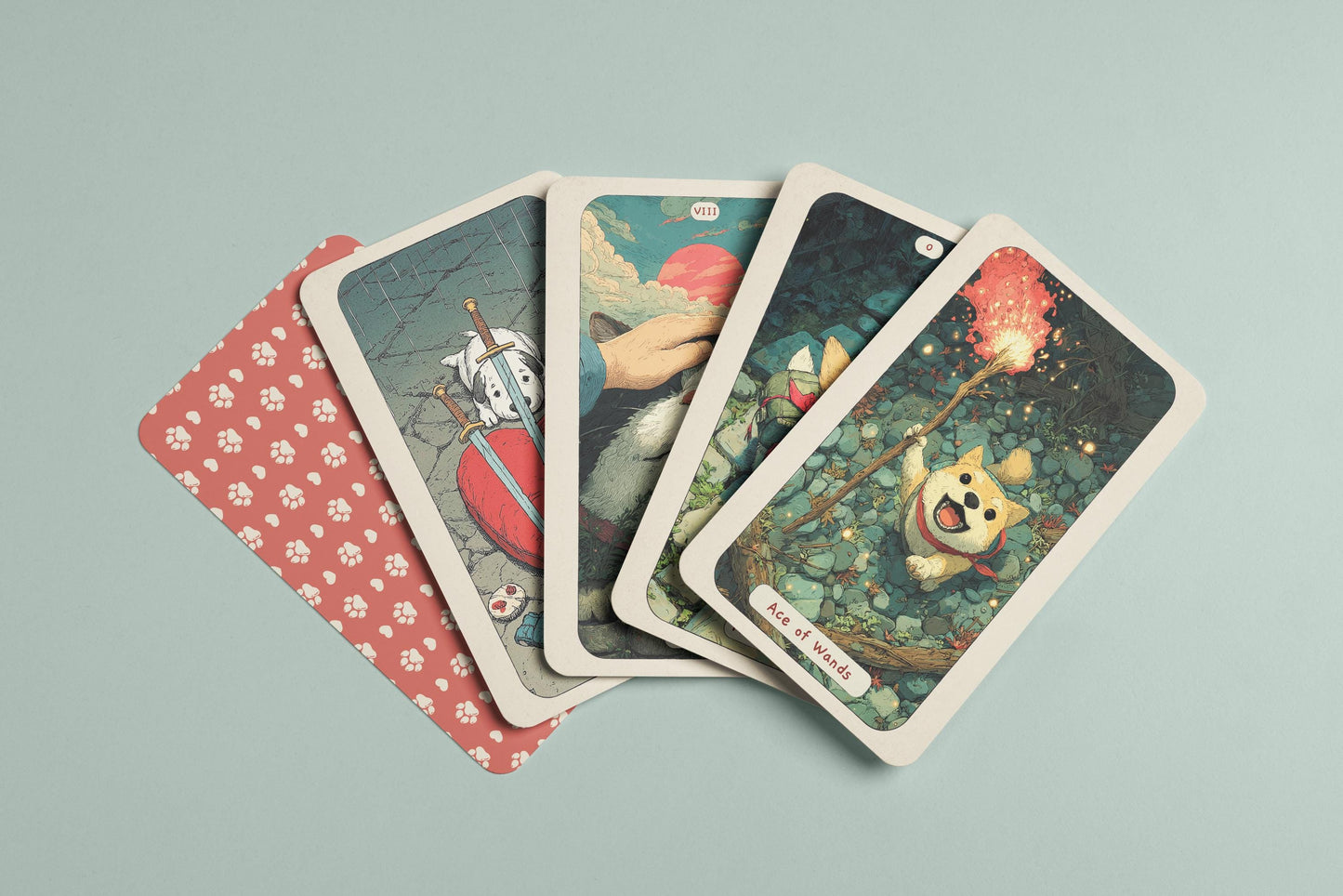 Paw Tarot Destesi – Sevimli Hayvan Temalı 78 Kartlık Tam Tarot Destesi – Ghibli İlhamlı Evcil Hayvan Kehanet Kartları – Rider–Waite Uyumlu